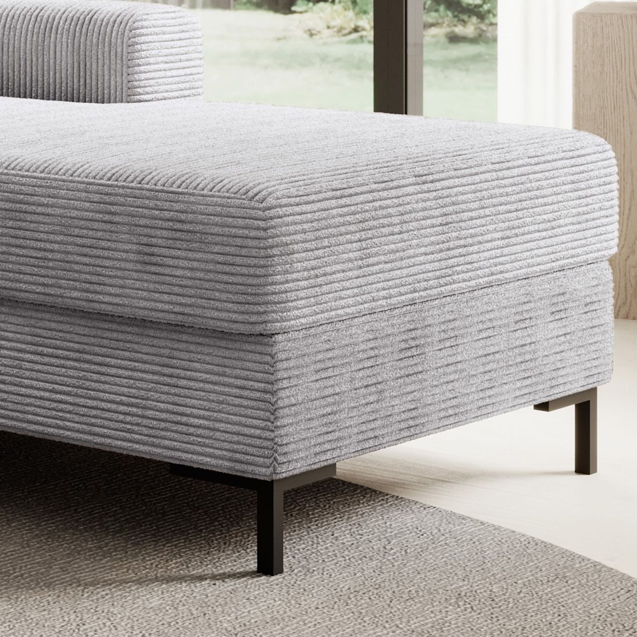 Möbel Punkt Ecksofa SAIGON Cord Grau mit Bettfunktion und Bettkasten Bett Sofa Schlafsofa Ottomane rechts