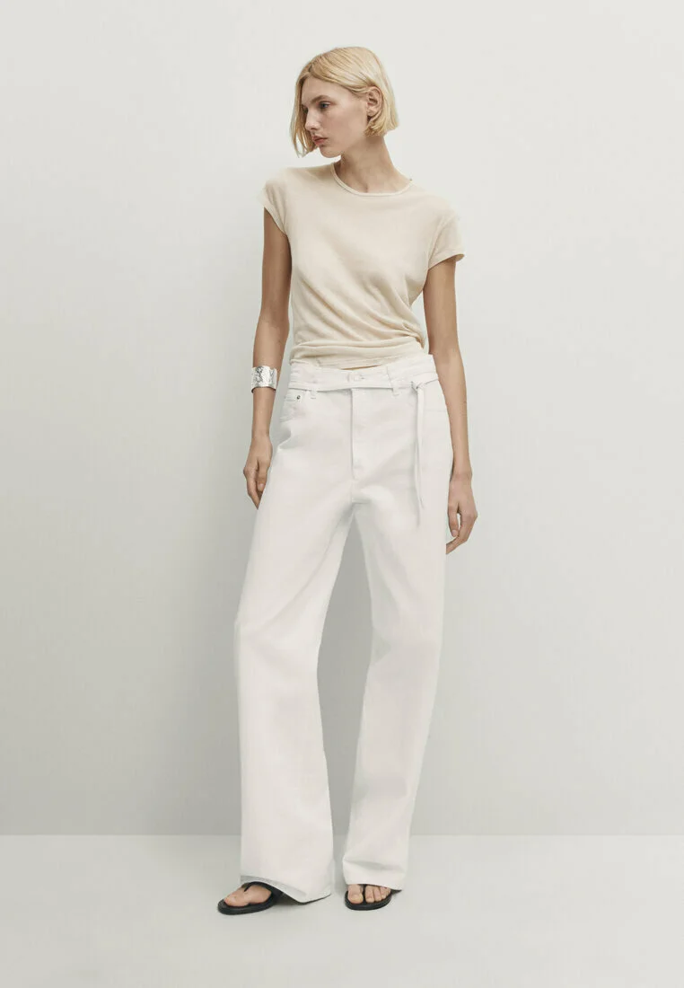 Massimo Dutti MANGA CORTA CON DETALLE - Camiseta básica