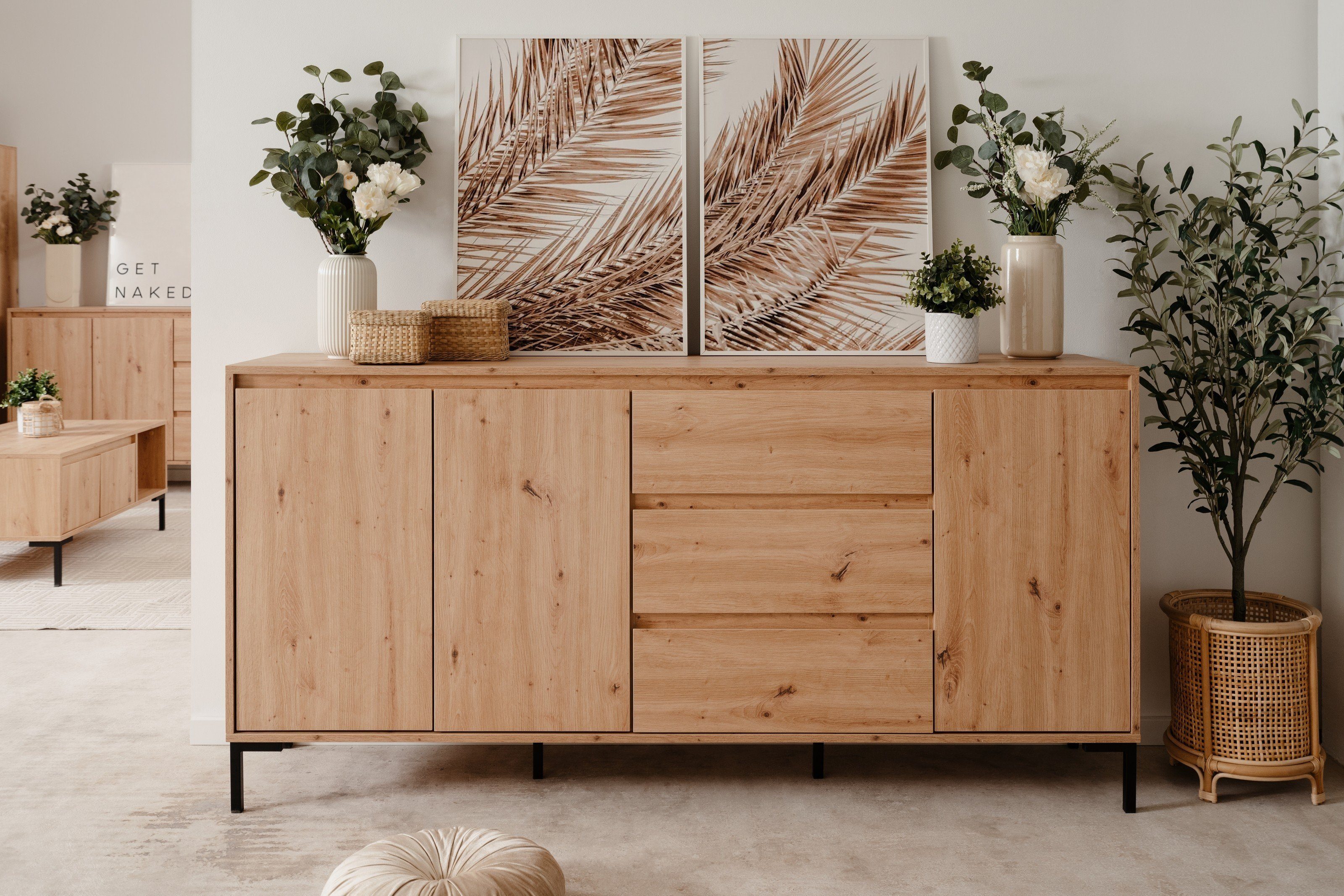 möbelando Sideboard Korsika (BxHxT: 170x87x40 cm), in Dekor Artisan Oak