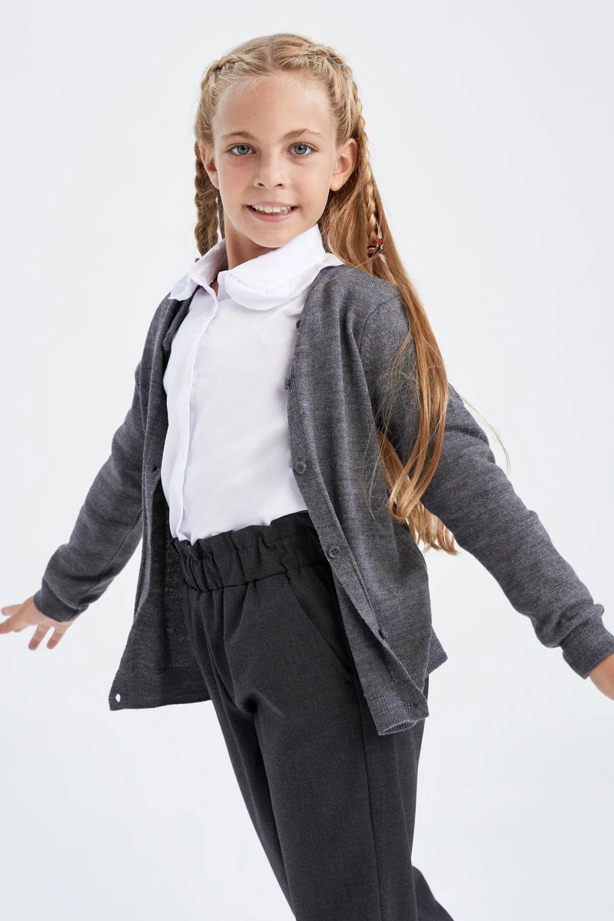 DeFacto  Mädchen-Strickjacke „Back to School“ mit Rundhalsausschnitt