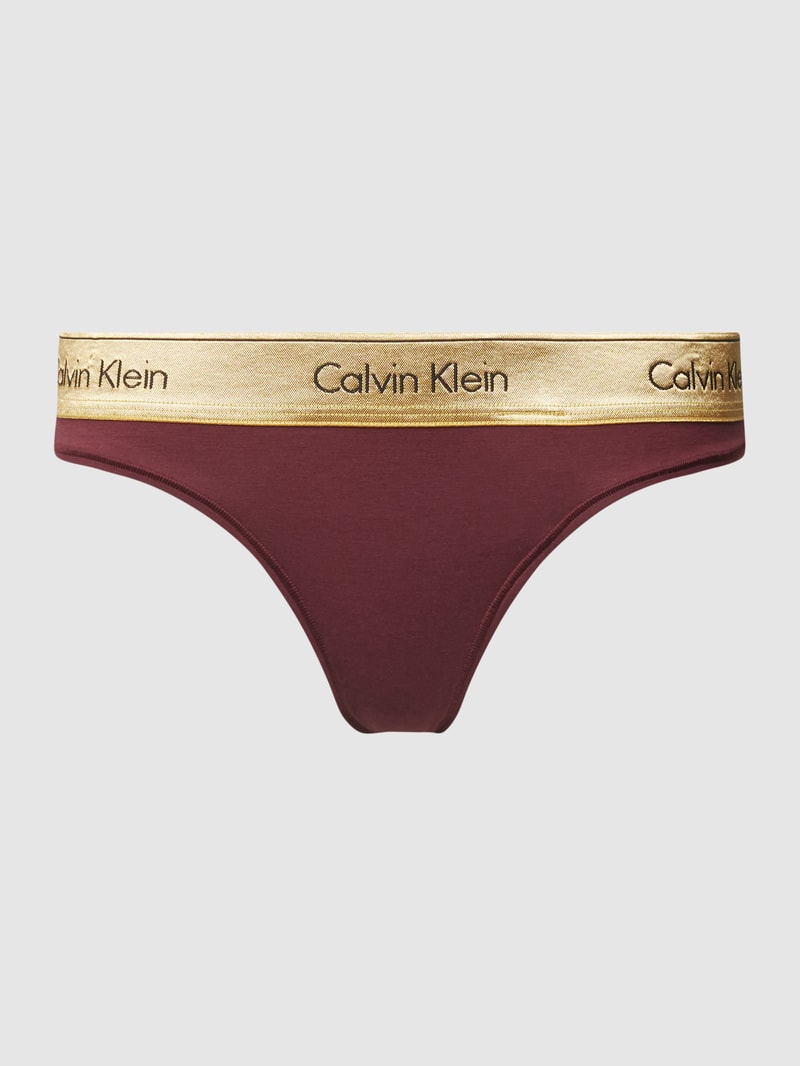 String mit elastischem Label-Bund Modell 'HOLIDAY' in bordeaux rot
