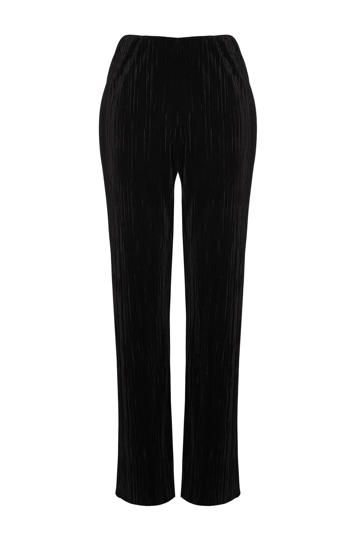 Trendyol Collection  Schwarze Stretch-Strickhose mit Bügelfaltenfutter TWOSS24PL00033