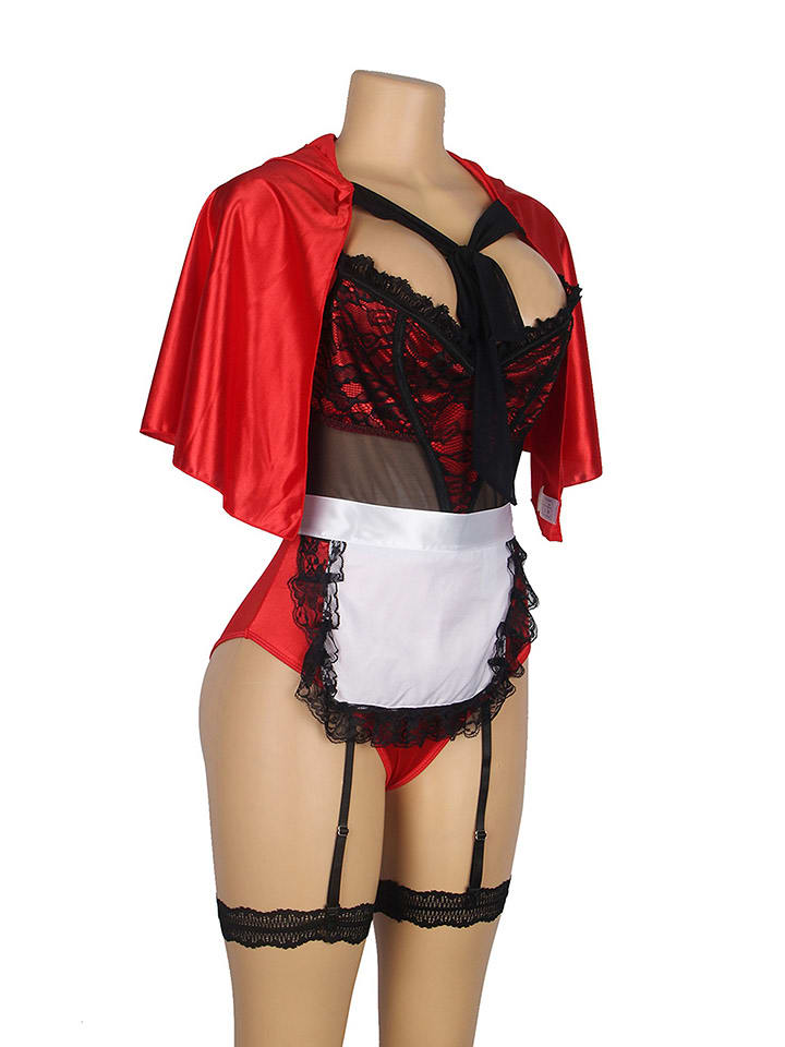 INTIMAX 4tlg. Kostüm in Schwarz/ Rot günstig kaufen