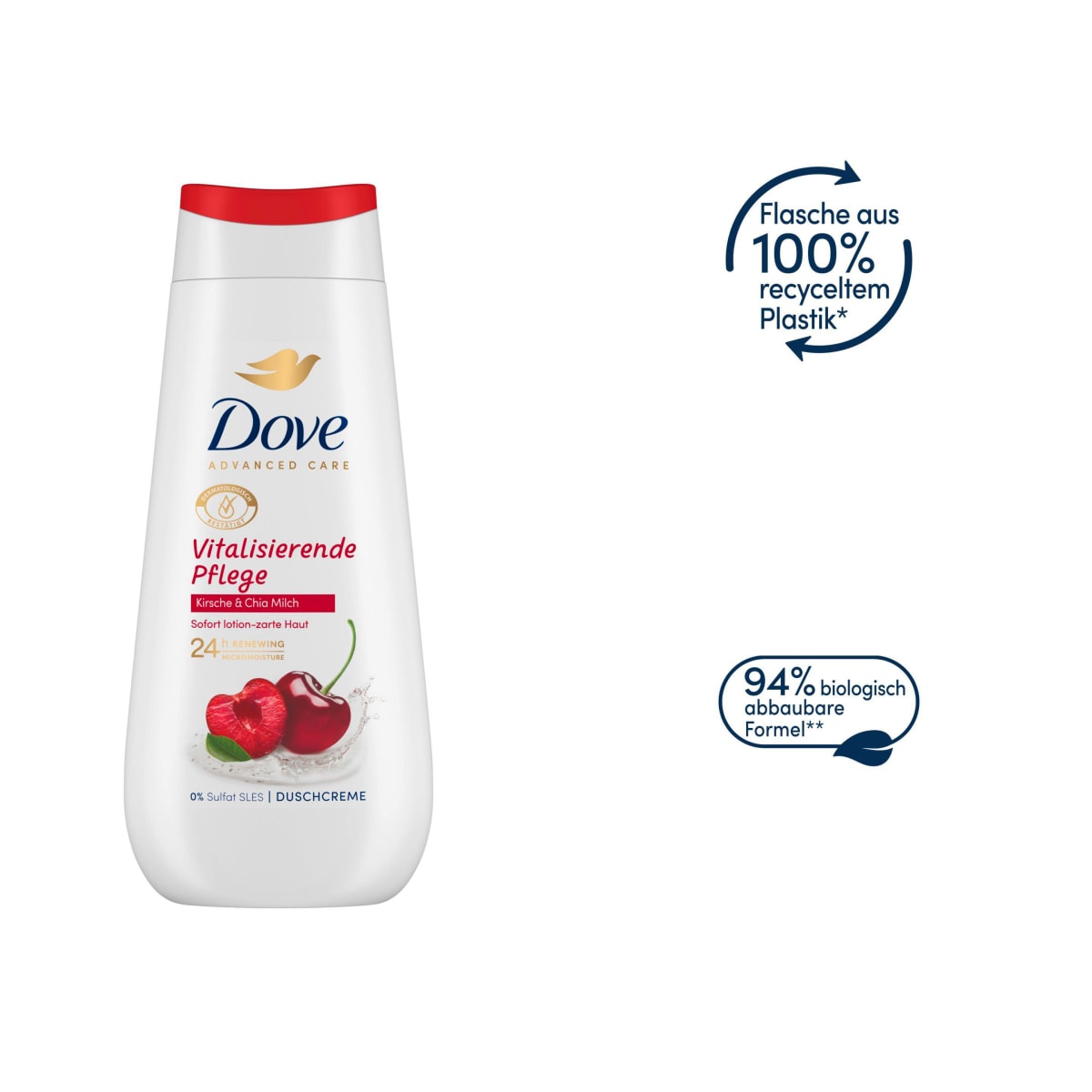 Duschcreme Advanced Care Vitalisierende Pflege, Kirsche & Chia Milch, 225 ml