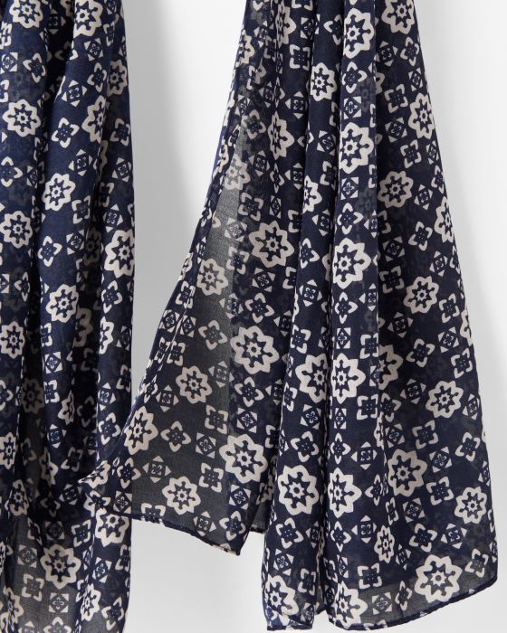 Foulard voile imprimé petites fleurs mosaïques