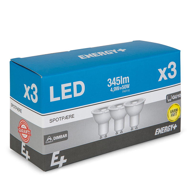 Energy Spotpære LED 345 lm 3-pk Dimbar, GU10
