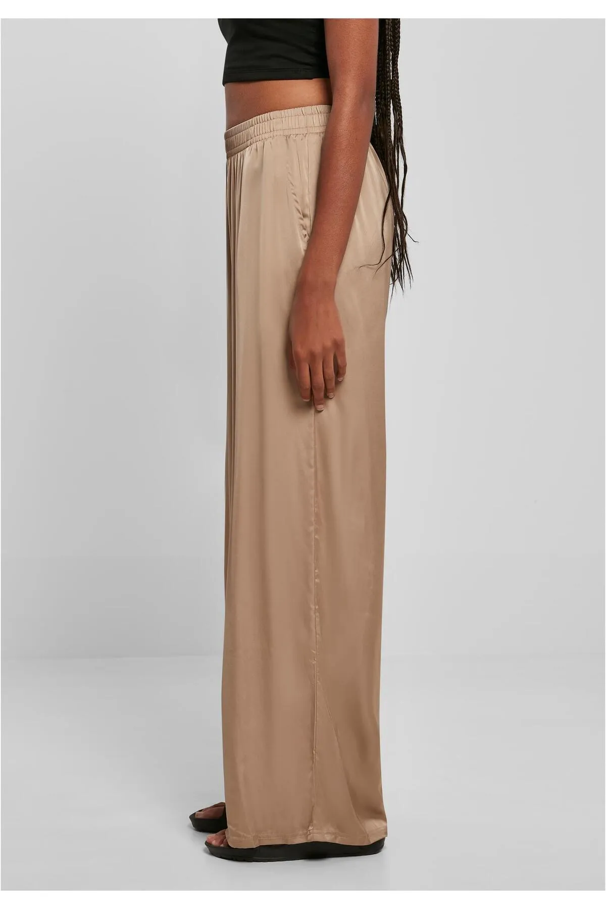 Urban Classics  Damen-Hose aus Satin mit weitem Bein