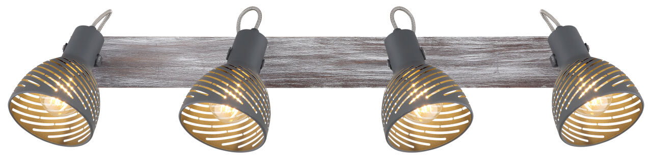 Globo Lighting - MORI - Strahler Holz antik weiß getüncht, 4x E27