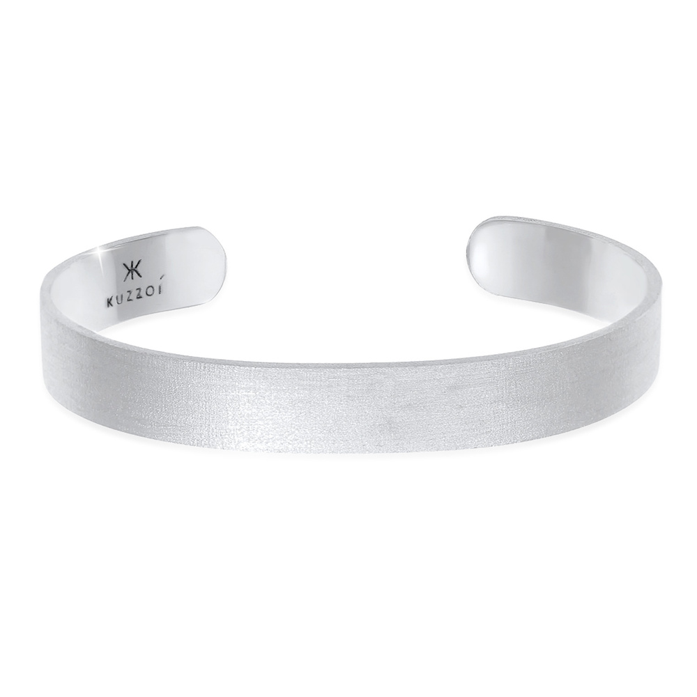 KUZZOI KUZZOI Bracelet Bracelet homme ouvert Matt Wide Basic en 925/1000 argent massif Bracelet