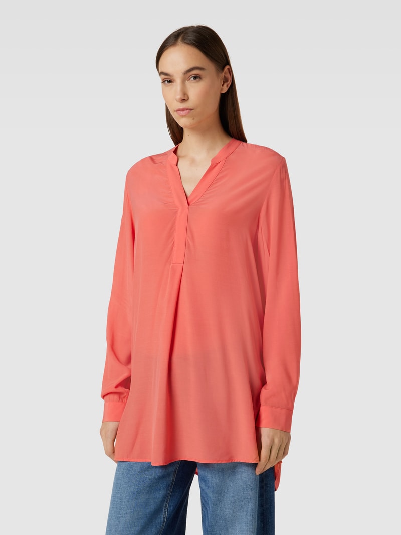 Bluse mit Tunikakragen Modell 'Facura' in koralle