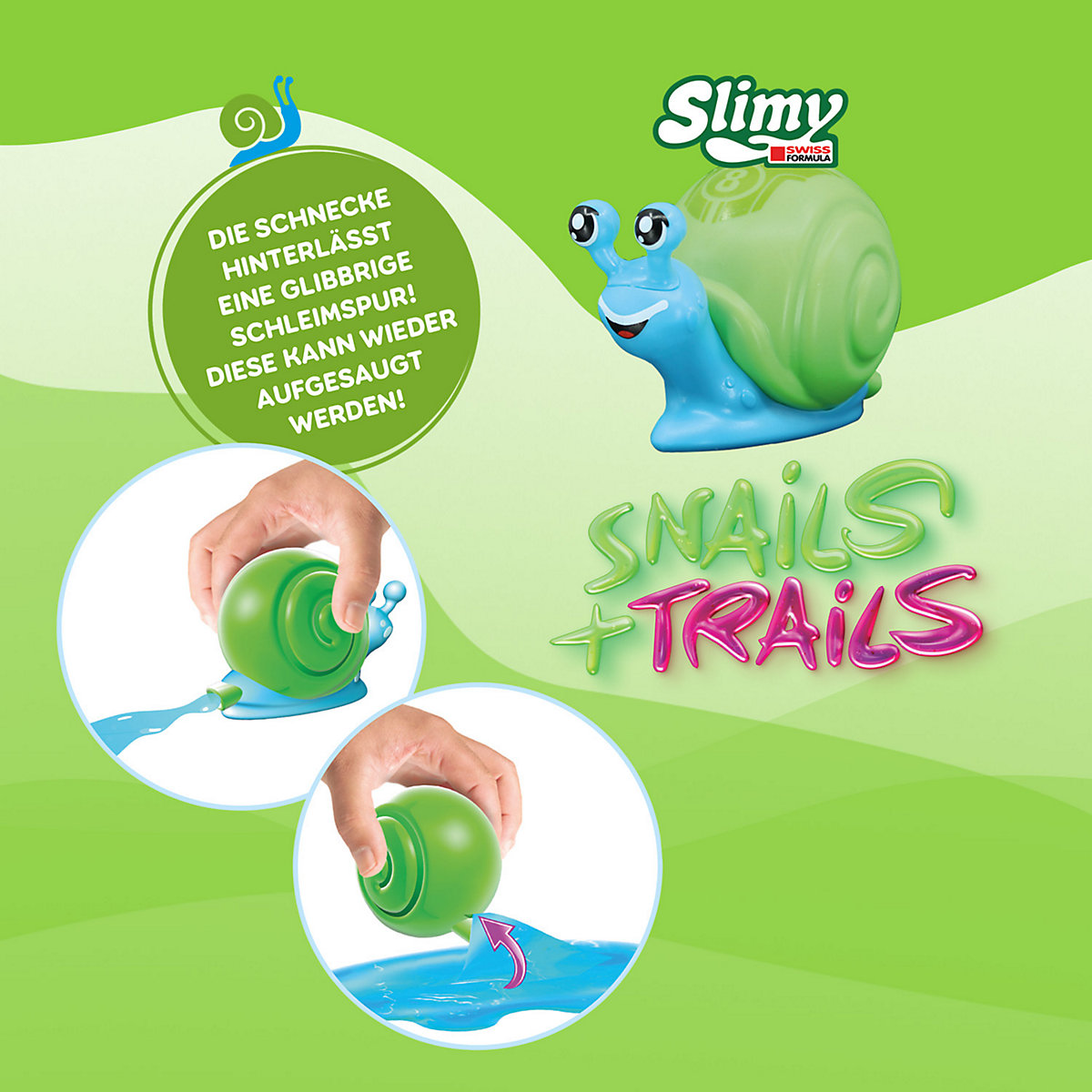 SLIMY® Snails + Trails - lustige Schnecken mit extra glitschigem Original Slimy Slime und bunten Schneckenhäusern