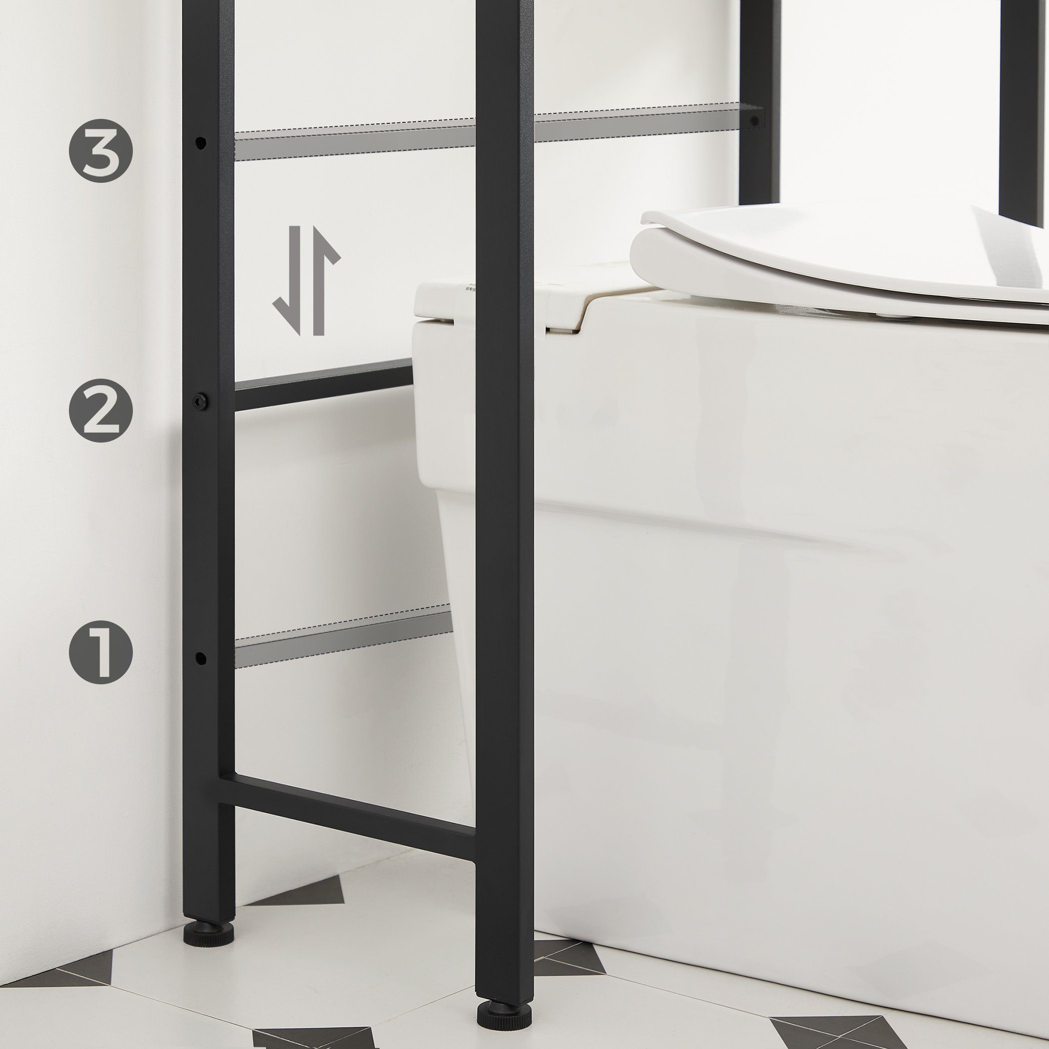 VASAGLE Badregal Toilettenregal, Badezimmerregal, 3 offenen Ablagen
