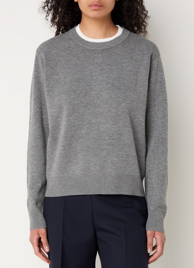 Pulover Sandro tricotat fin cu logo brodat