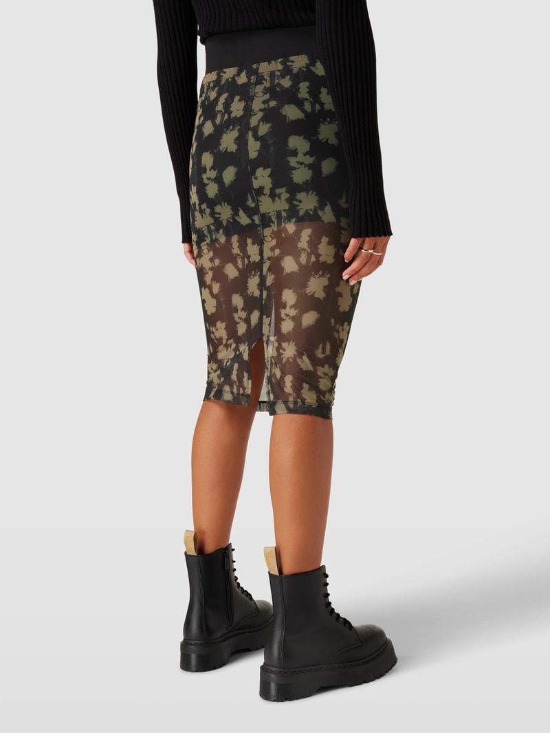 Rock mit Allover-Muster Modell 'FLORAL' in black