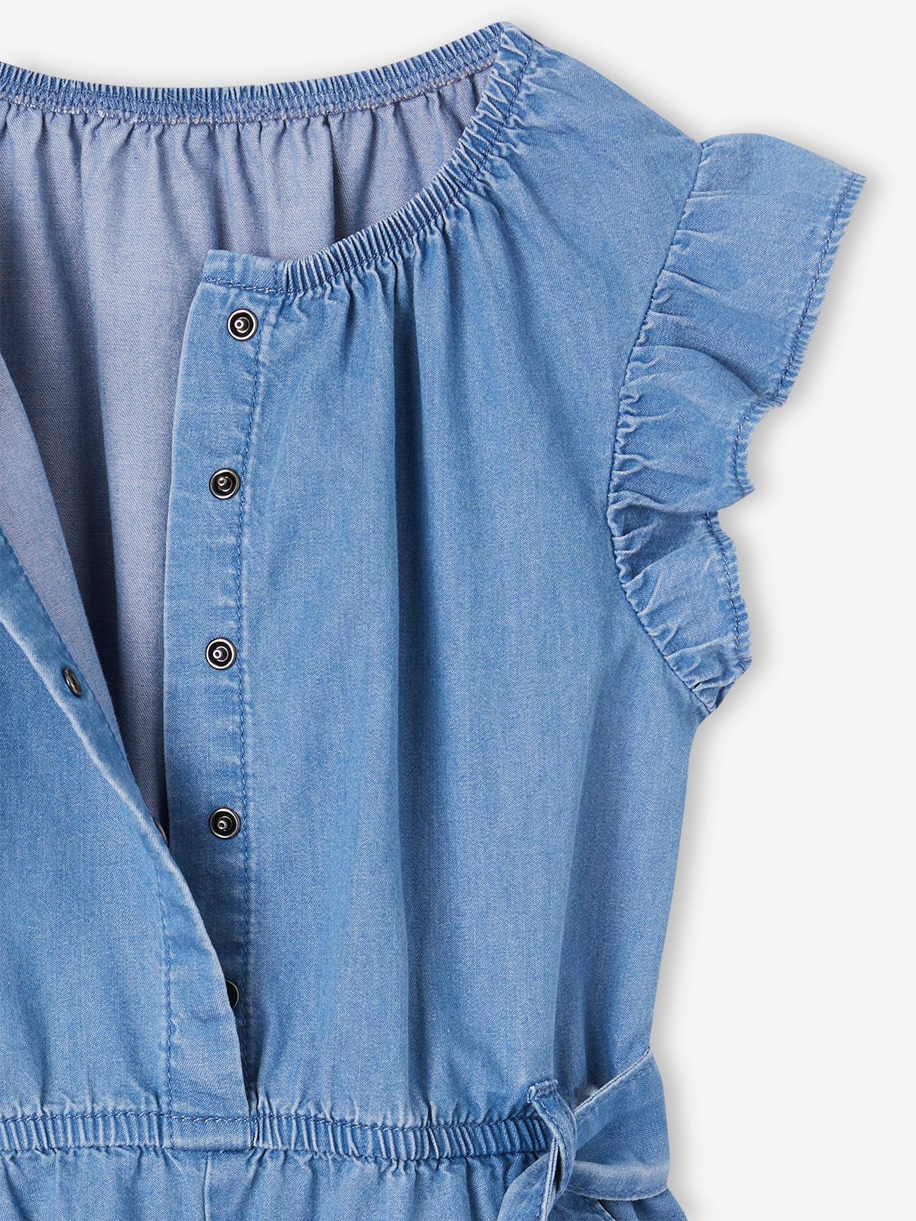 Vertbaudet Mädchen Jumpsuit aus Light-Denim - blue stone
