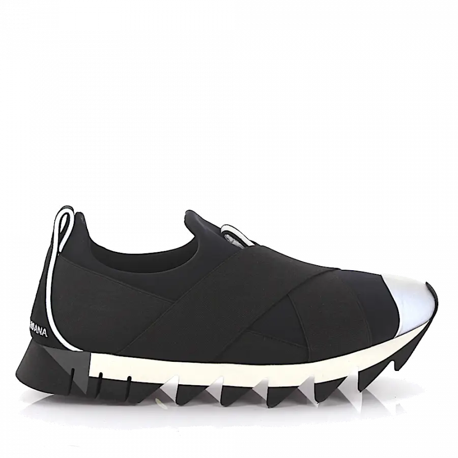 Dolce & Gabbana - Sneakers Stoff Stretchband schwarz grau - schwarz