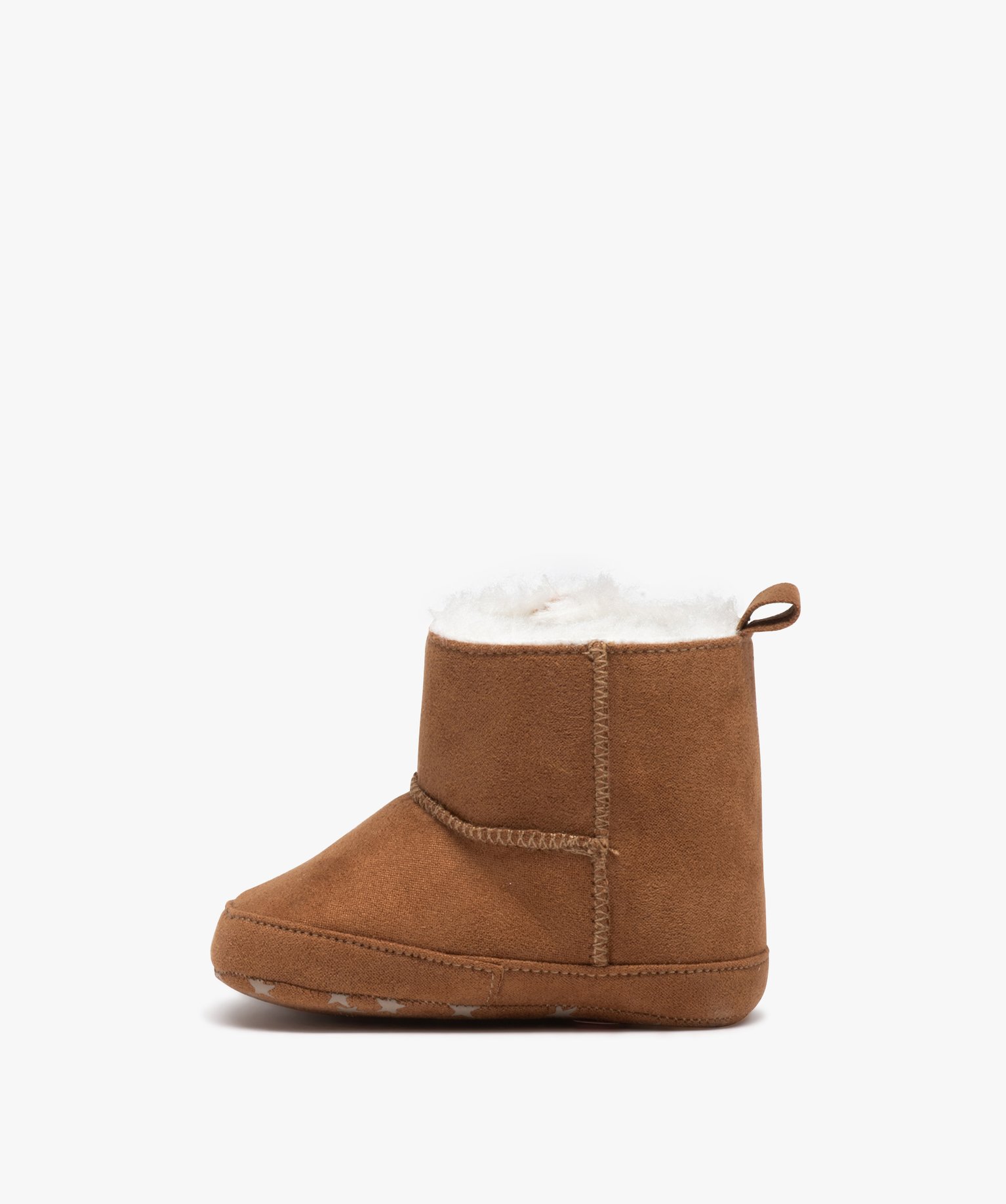 Chaussons de naissance bébé boots fourrées mixtes camel | GEMO