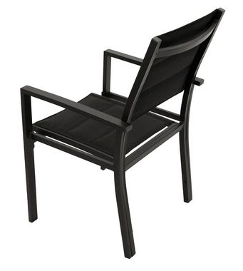 DEGAMO Gartensessel MADEIRA, Alu anthrazit + Kunstgewebe gepolstert schwarz, 2 STÜCK