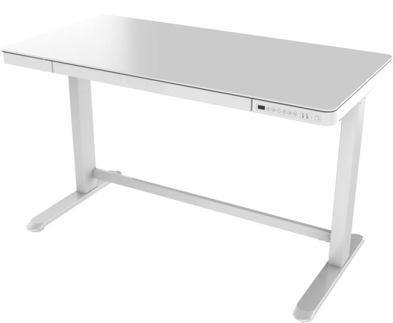Euroseats Sitz-Stehschreibtisch Weißglas 602 x 1202 mm – 720 x 1210 mm