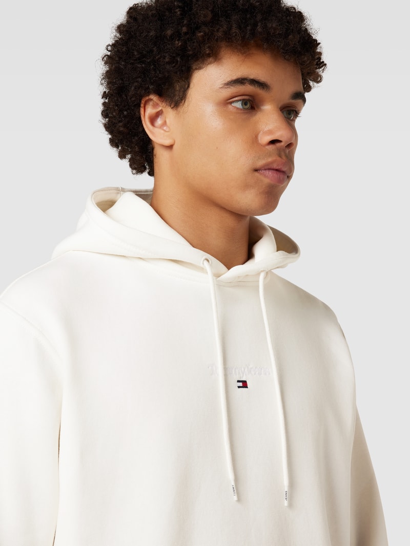 Hoodie mit Logo-Stitchings in offwhite
