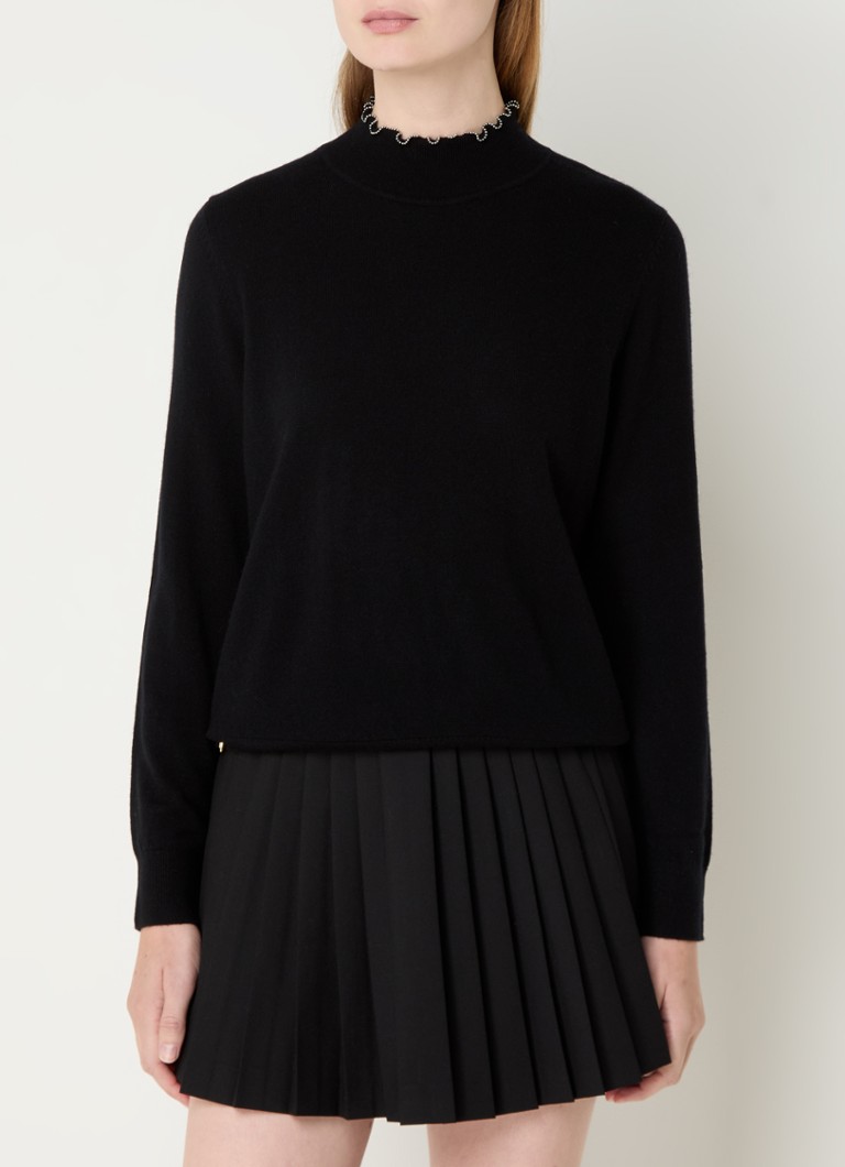 Sandro Fine-knit sweater in cashmere blend with stand-up collar
