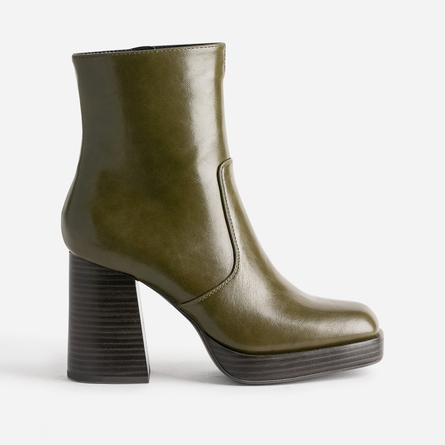 Boots kaki éco-conçu à plateforme et talon flare