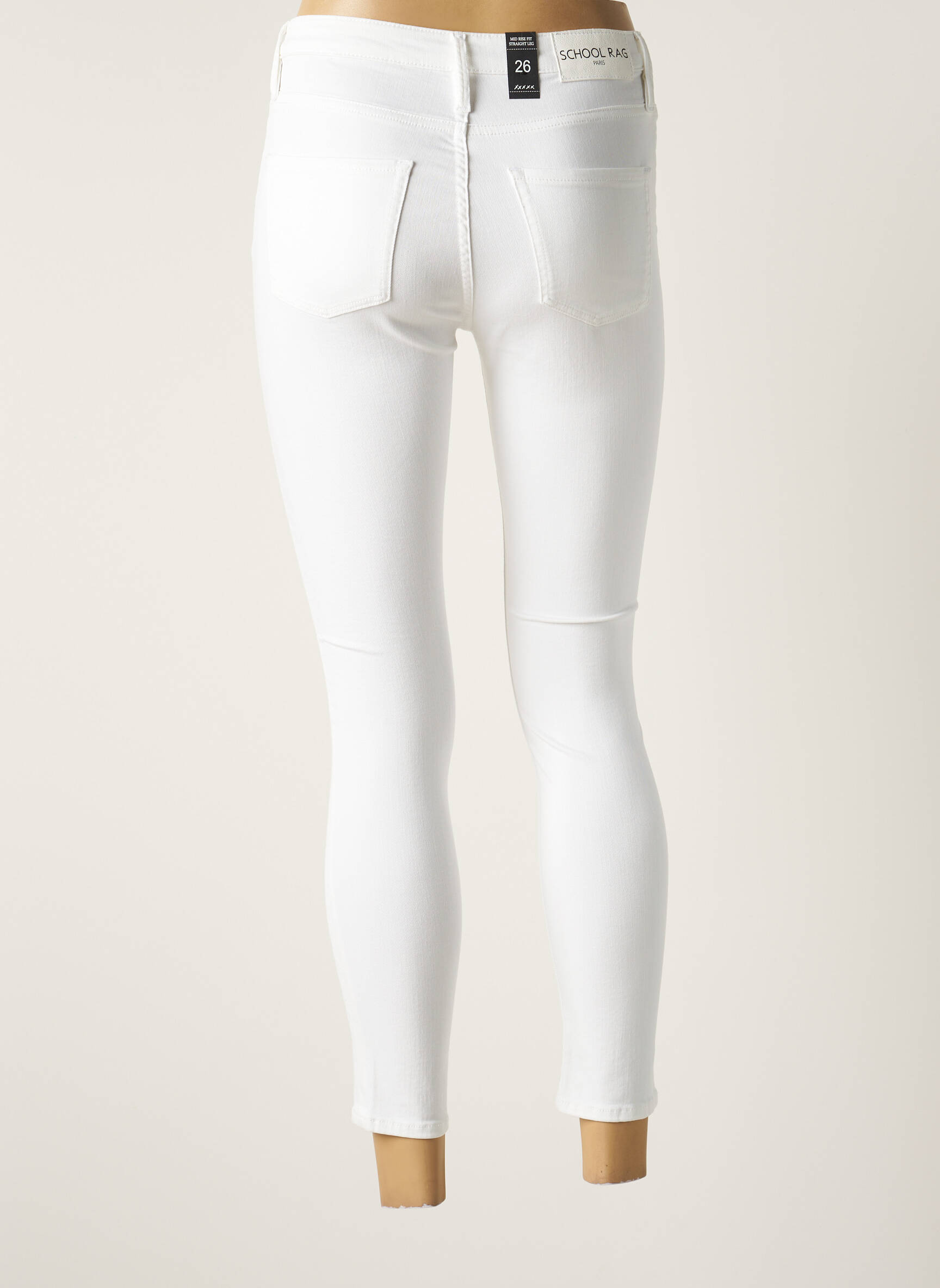 School Rag Jeans Coupe Slim Femme couleur blanc