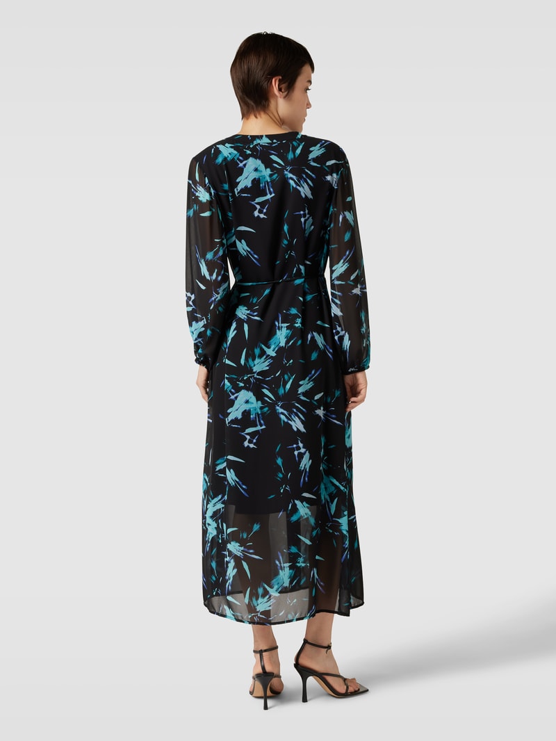 Midikleid mit Bindegürtel in petrol