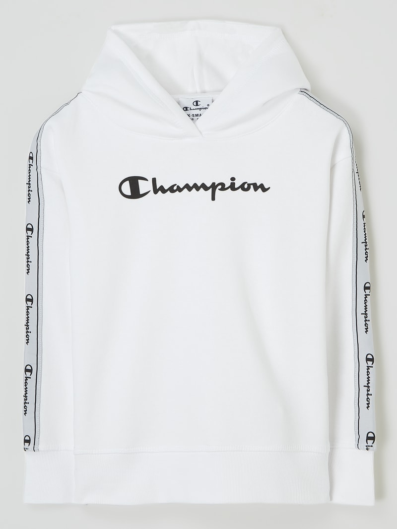 Custom Fit Hoodie mit Logo-Streifen in weiß