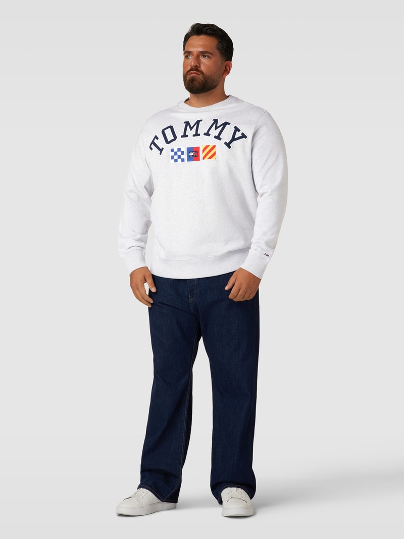 PLUS SIZE Sweatshirt mit Label-Stitching in hellgrau