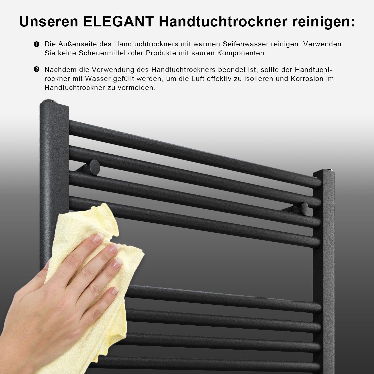 ELEGANT Badheizkörper Handtuchheizkörper Bad Handtuchwärmer Handtuchtrockner, Anthrazit, Mittelanschluss, mit/ohne Multiblock