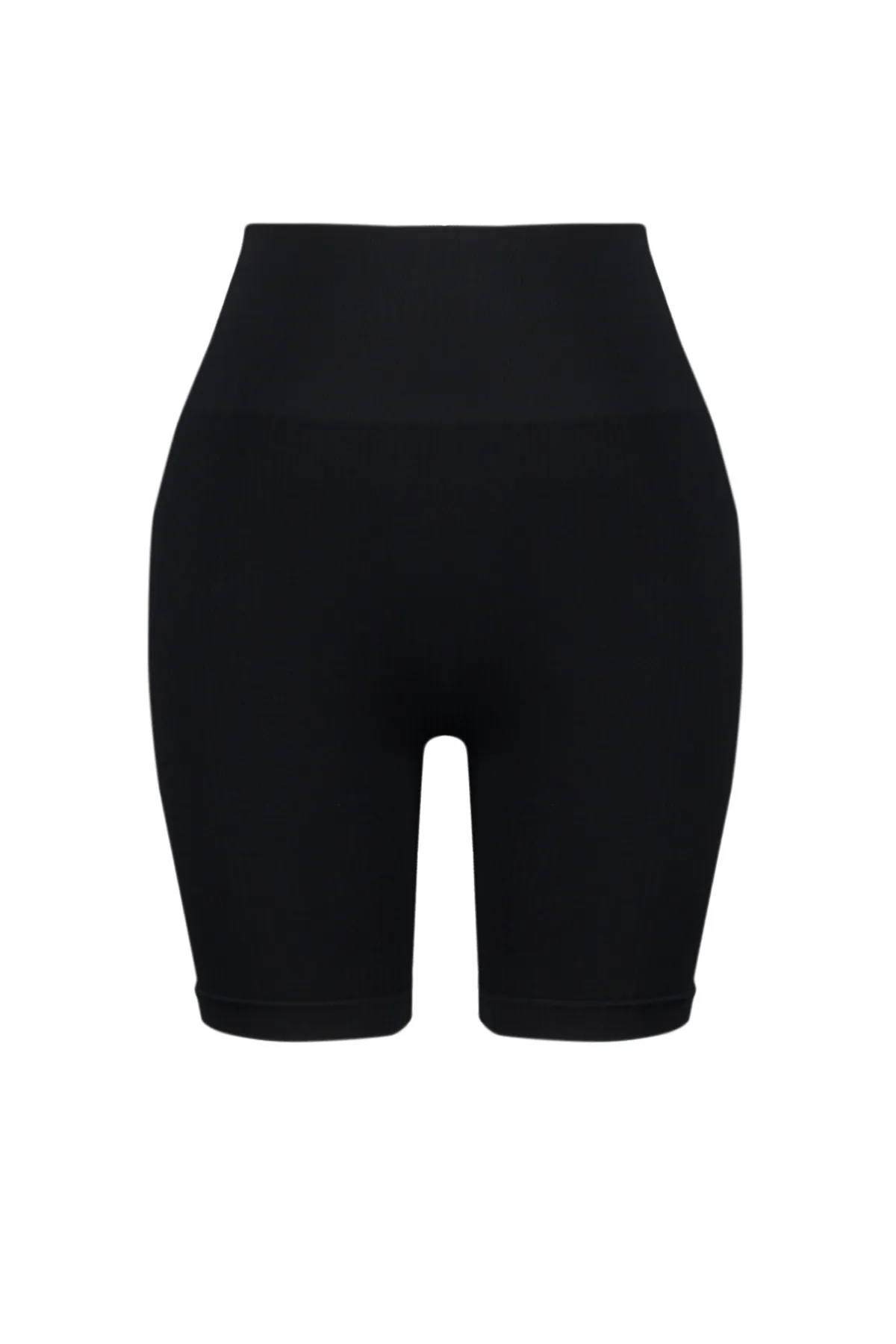 Trendyol Collection  Schwarze nahtlose/nahtlose Push-Up-Sportshorts aus Strick mit Kordelzug/kurze Leggings THMSS24TY00008