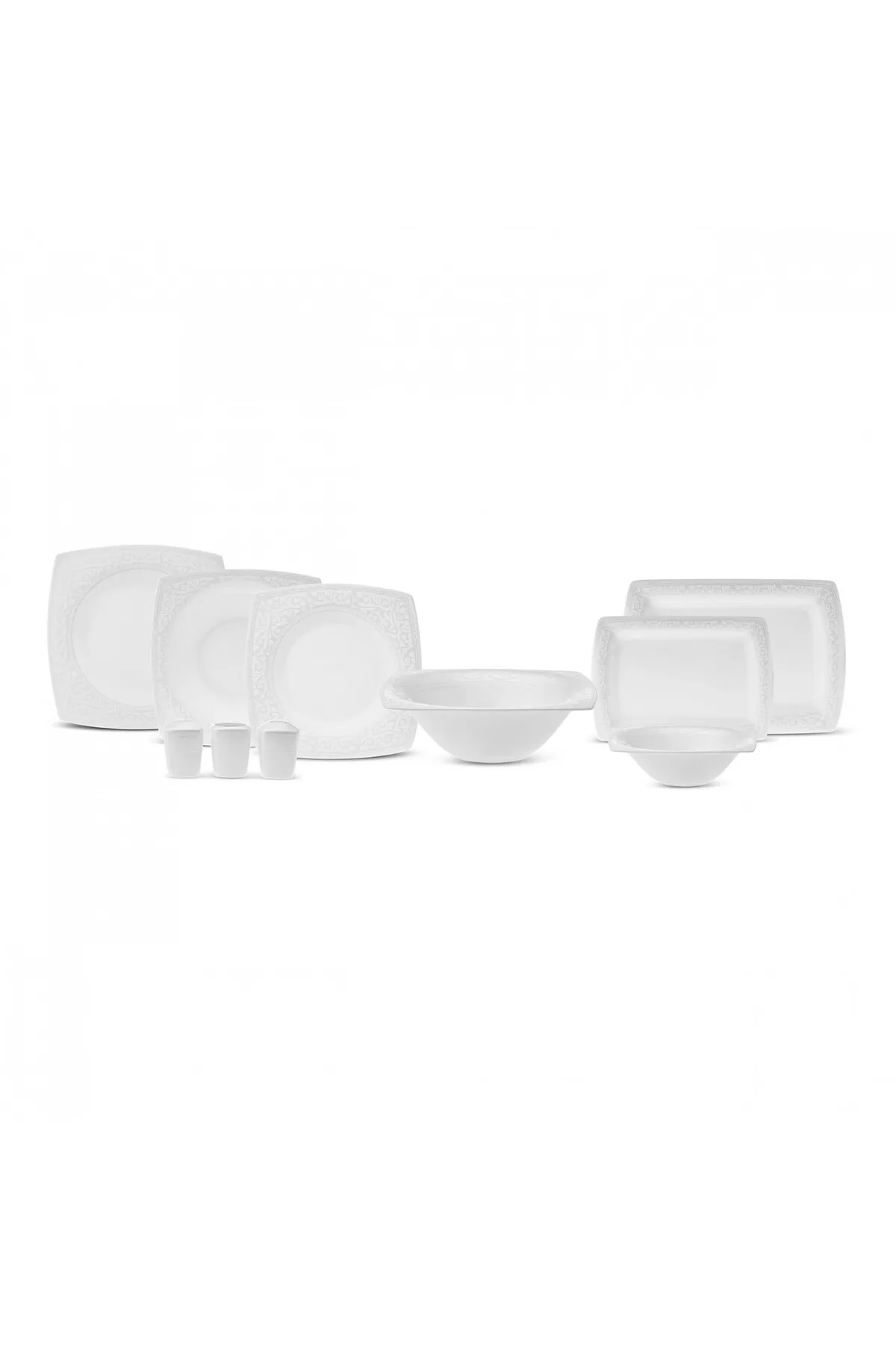 Karaca  Fine Pearl Roma 58-teilig 12 Personen Quadratisch - Set - Innovatives Geschirrset