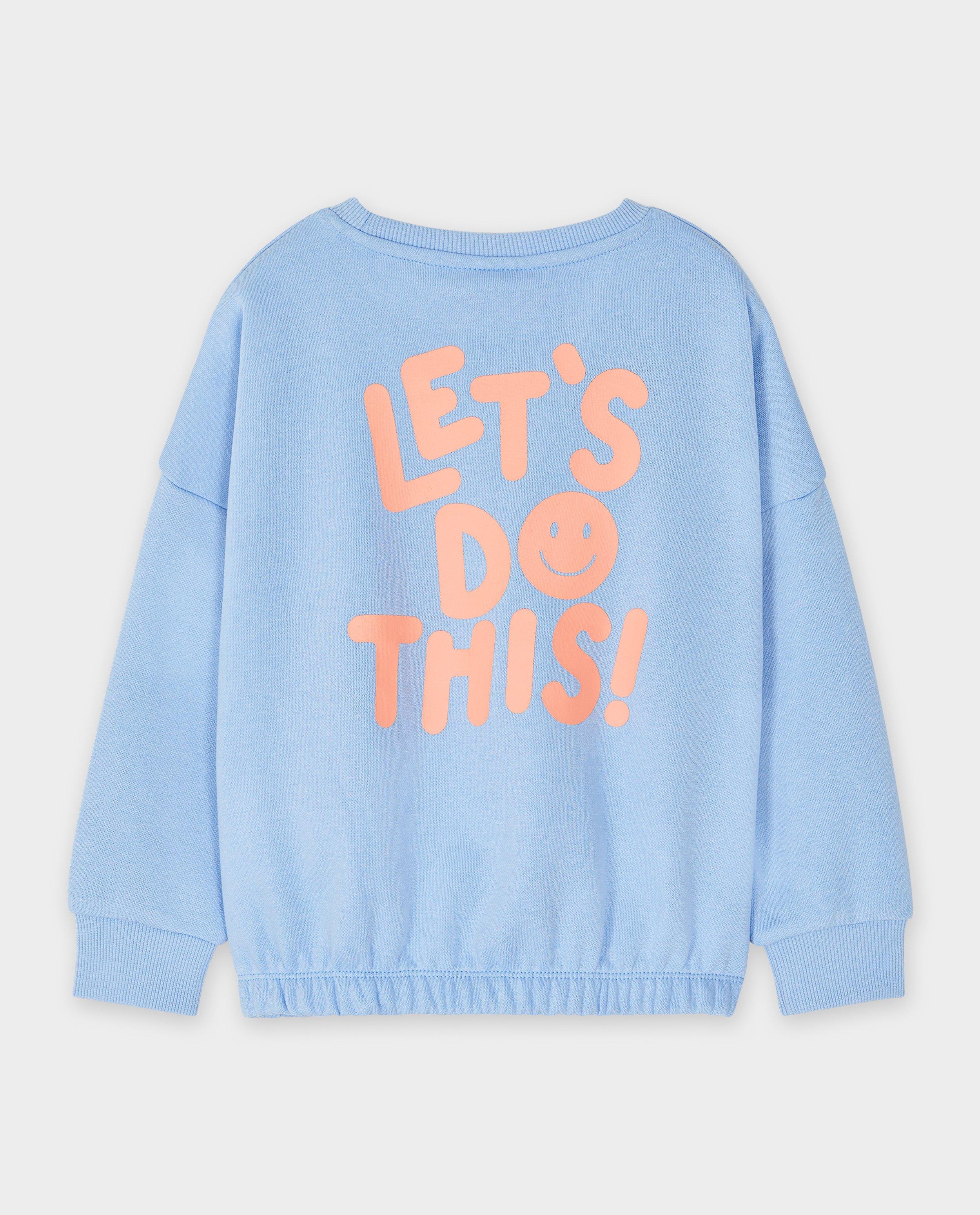 Besties pulóver hátul mintával, unisex kék