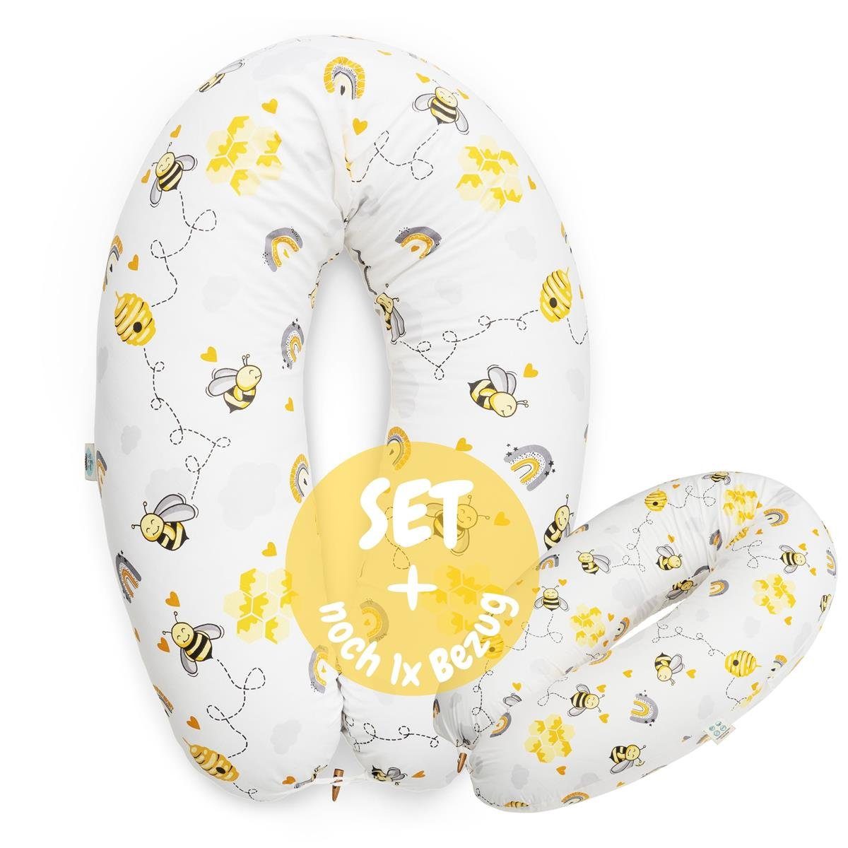 SEI Design Stillkissen Seitenschläferkissen Babynestchen Kuschelnest XXL, Spar-Set 2X Bezug, Bezug 100% Baumwolle