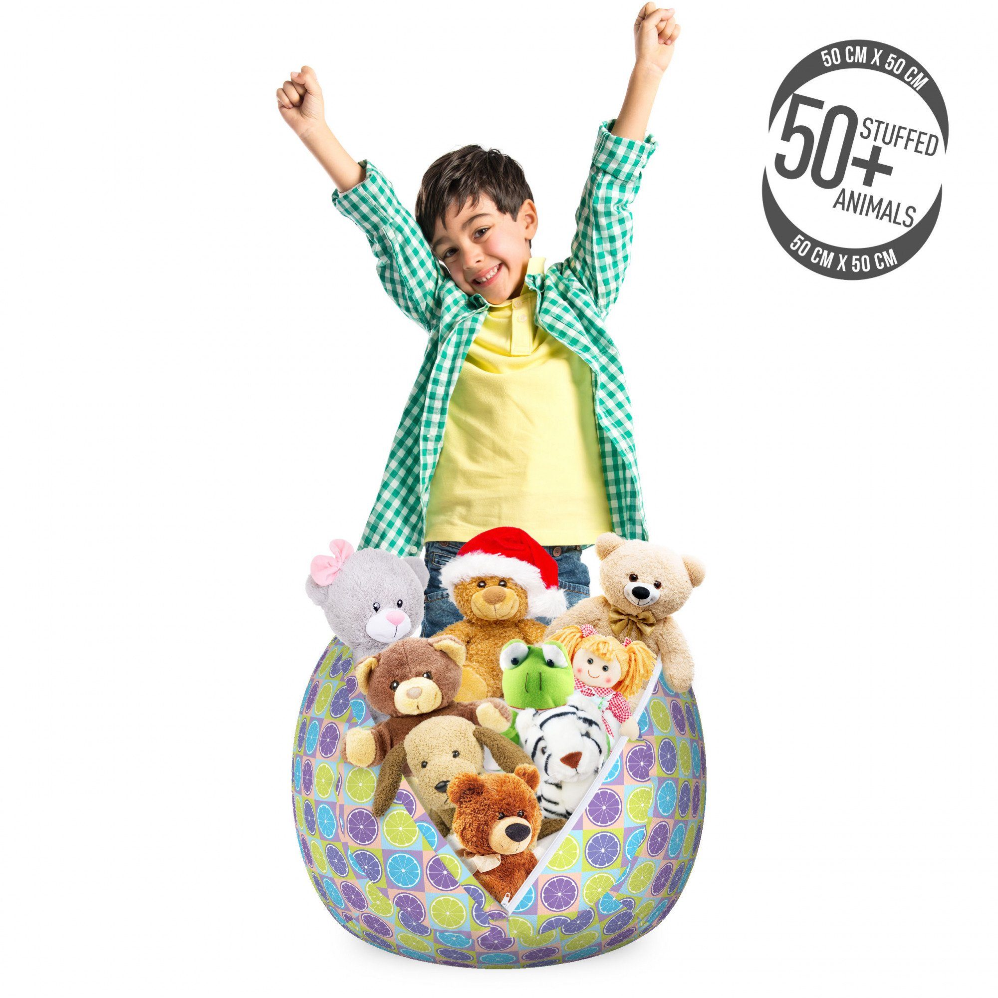 Abakuhaus Spielzeugtruhe Gefüllter Tier Organizer Waschbare Tasche für Kinder, Abstrakt Zitrone Muster Citrus