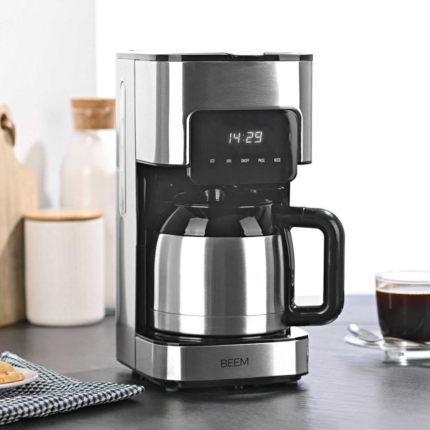 BEEM Filterkaffeemaschine FRESH-AROMA-TOUCH inkl. Thermokanne, 1l Kaffeekanne, 10 Tassen Timer Isolierkanne Permanentfilter