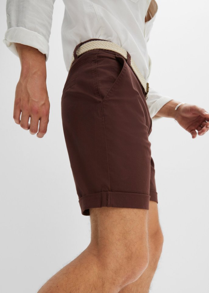 Stretch-Chino-Bermuda mit Gürtel, Regular Fit