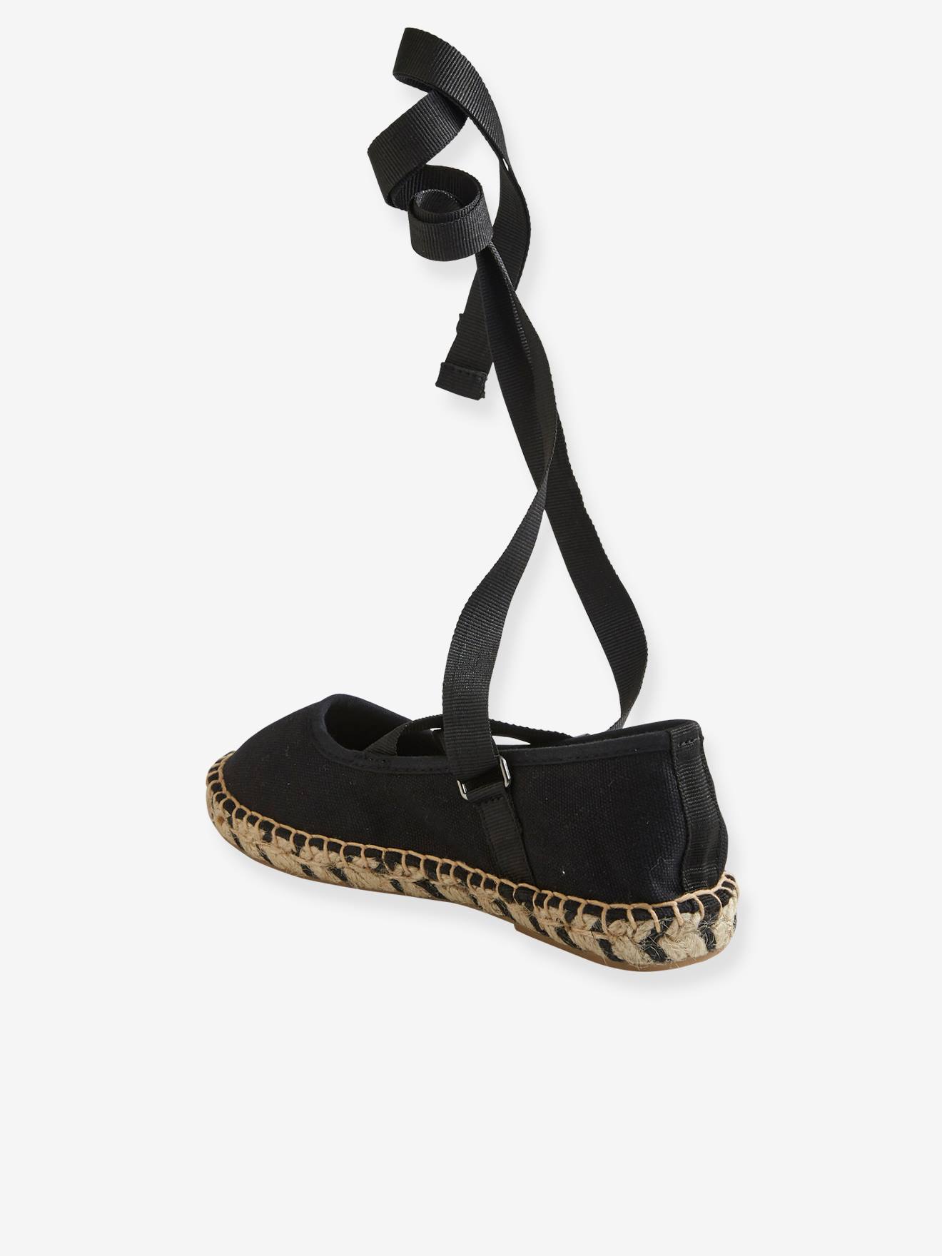 Vertbaudet Mädchen Espadrilles mit Bindebändern - schwarz