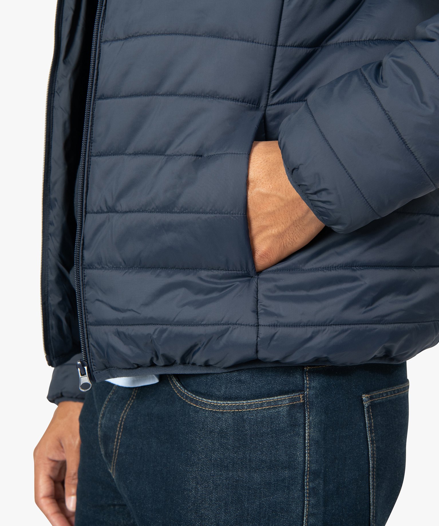 Doudoune homme fine avec capuche bleu | GEMO