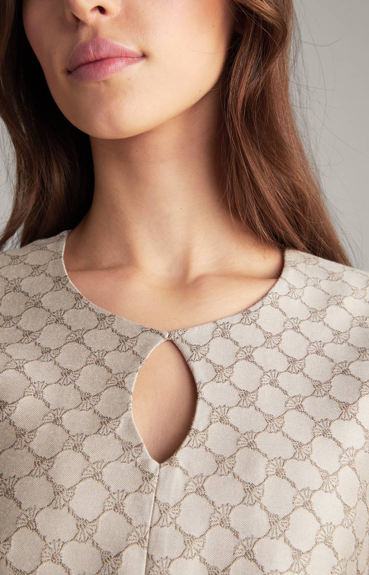 Jacquard-Kleid in Beige gemustert