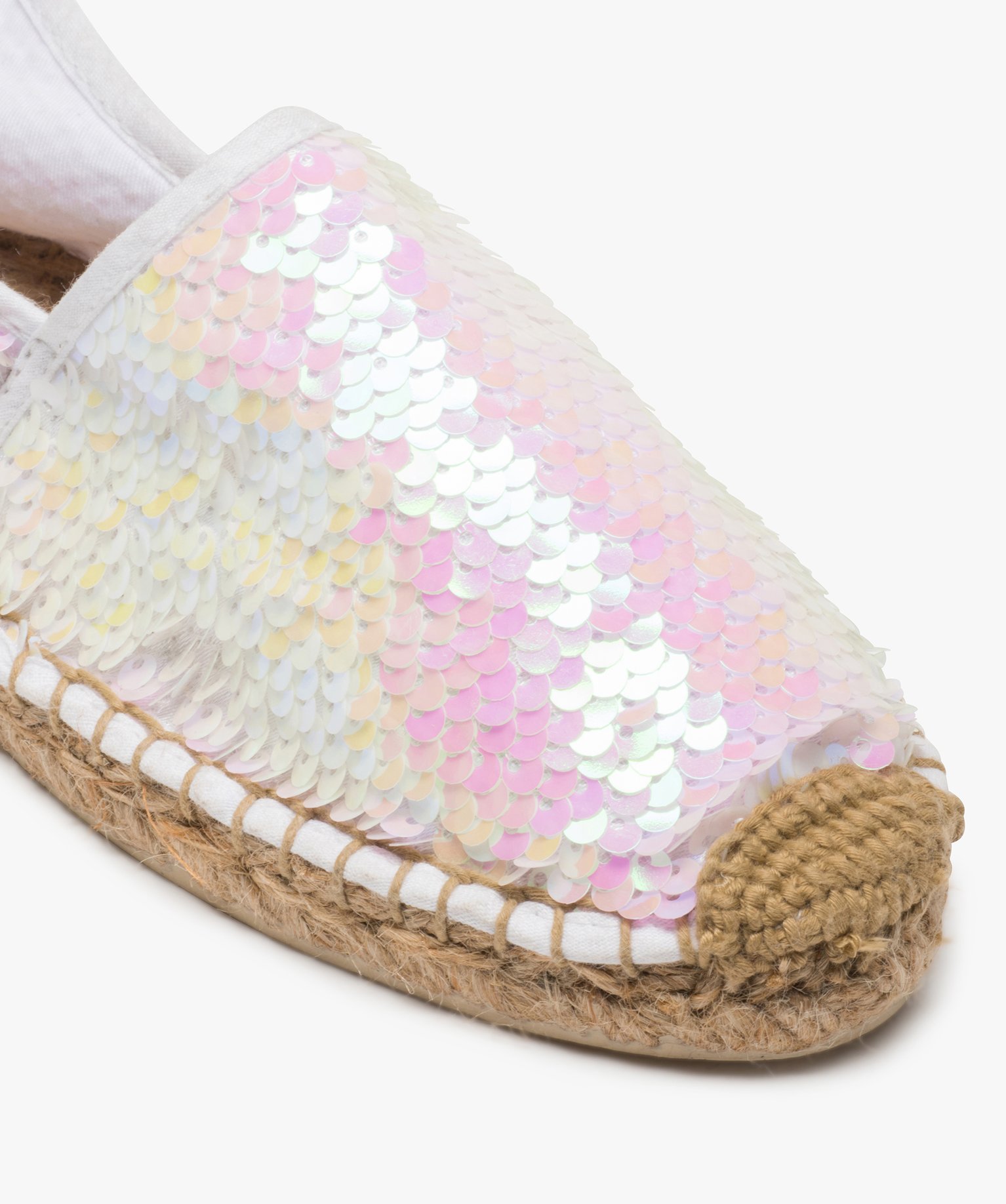 Espadrilles femme à sequins irisés réversibles blanc | GEMO