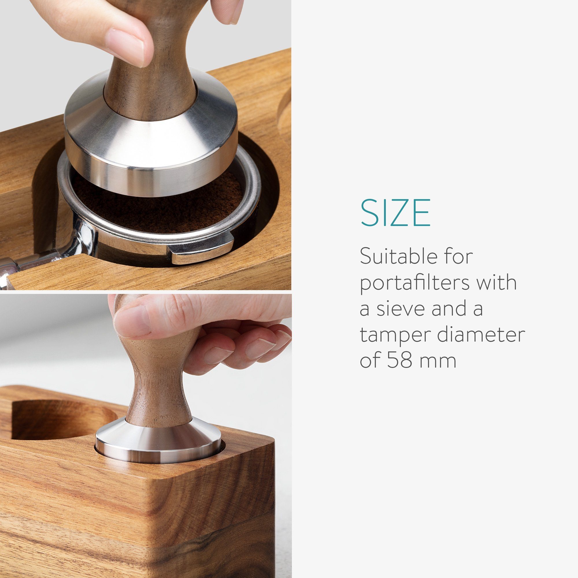 Navaris Kaffeebereiter Tamperstation 51mm/58mm - Holz Tamper Station für Siebträger