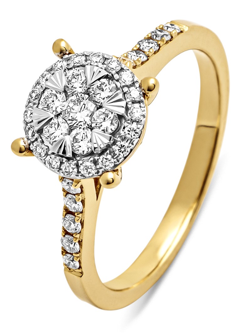 Inel de aur cu vârf de diamant, diamant de 0,34 ct, fermecat