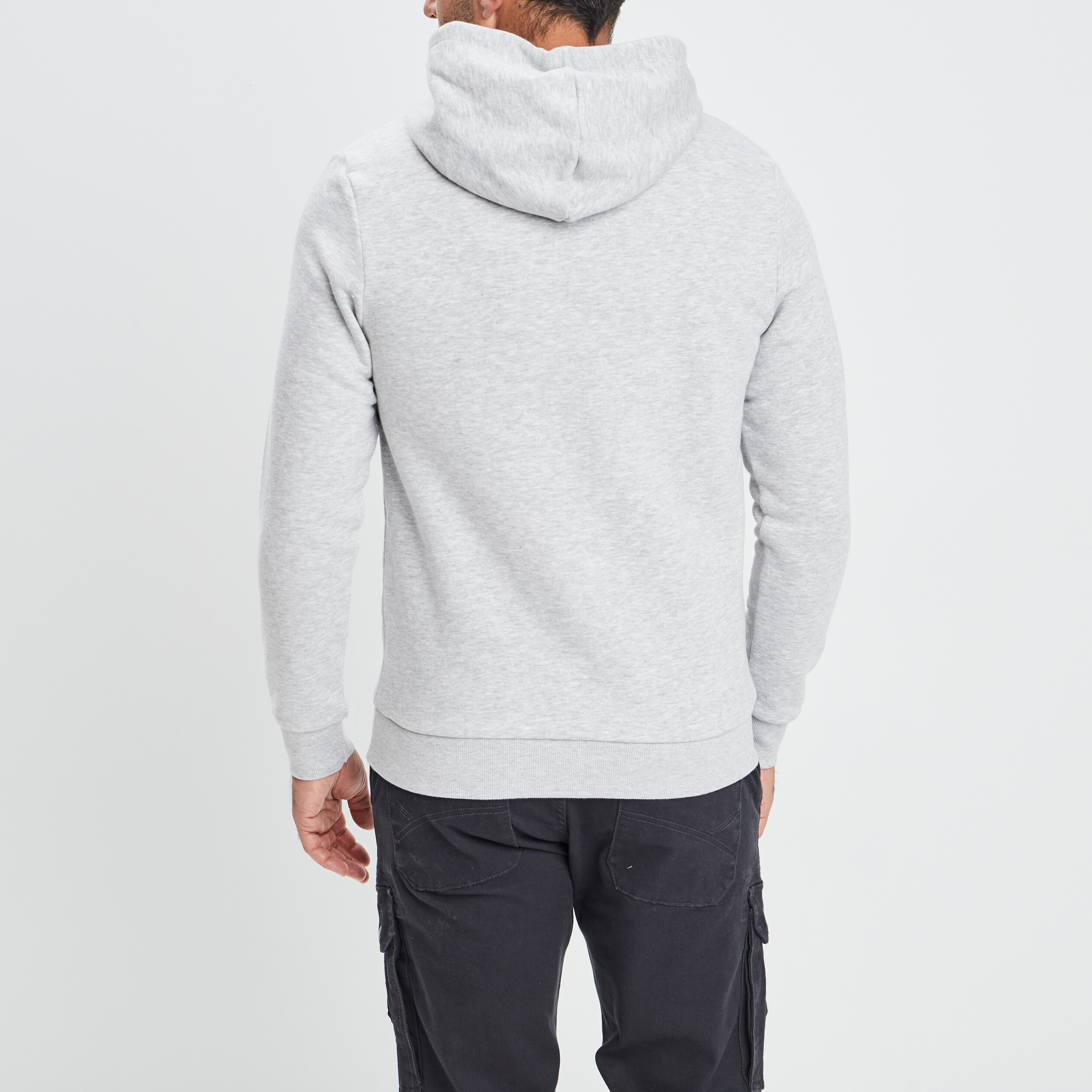 Sweat molleton à capuche hoodie gris clair homme | La Halle