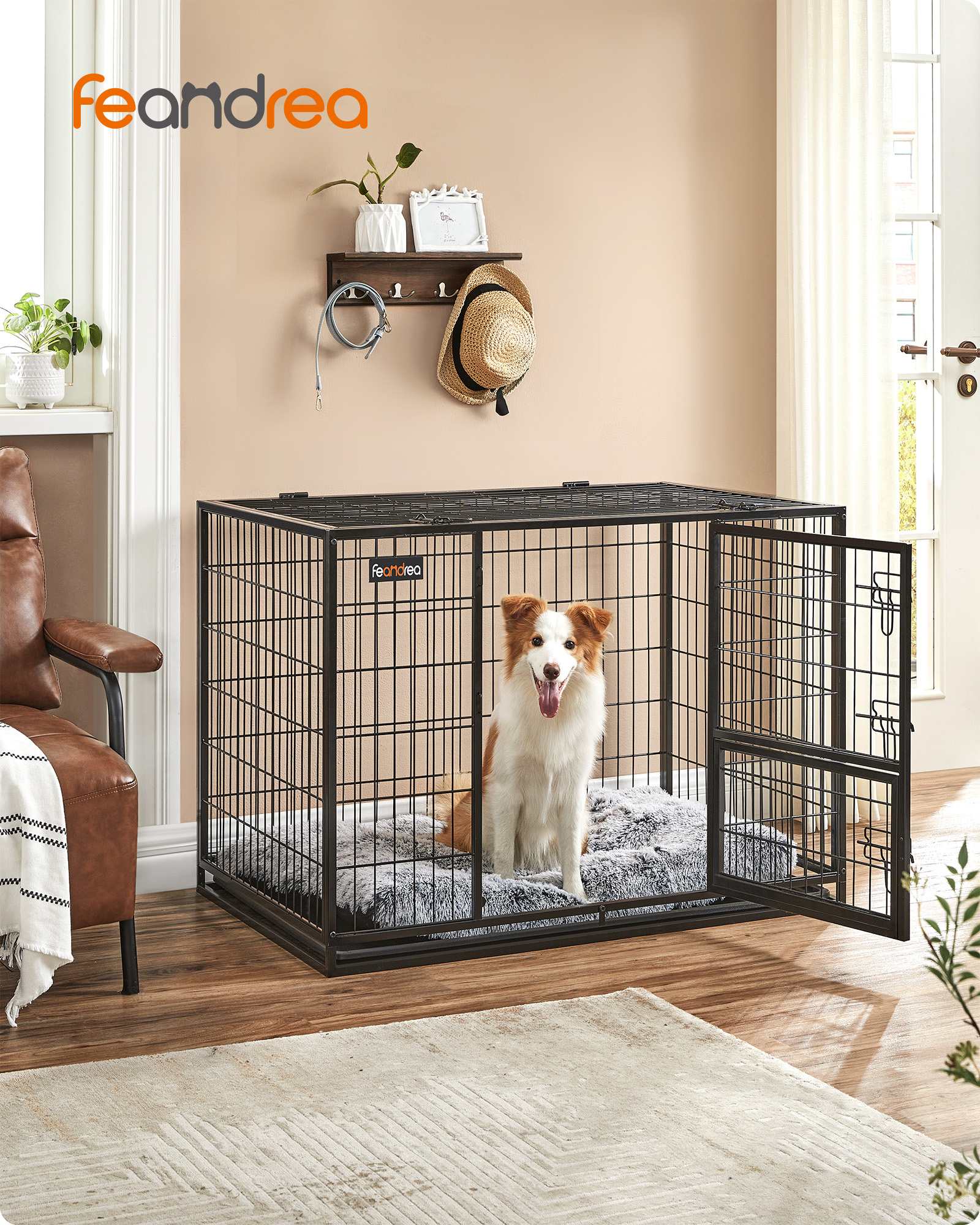 FEANDREA Erziehungshilfen FEANDREA L/XL Hundekäfig hochbelastbar 1,07 m, 70 cm, 74,9 cm