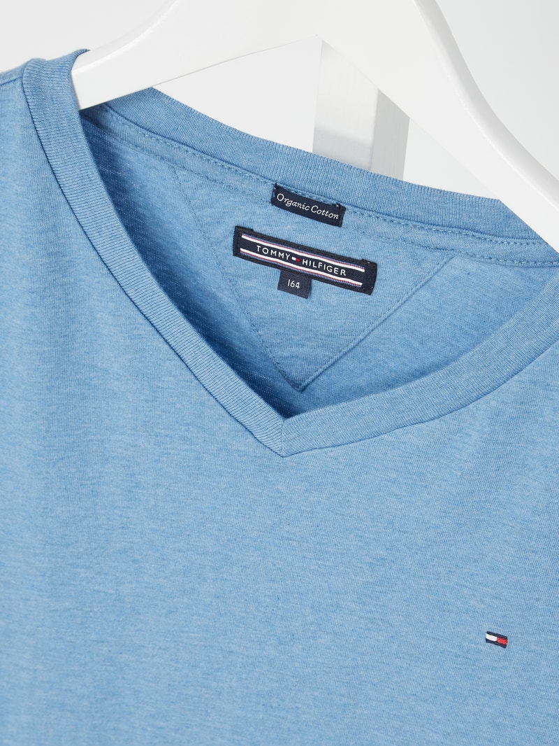 T-Shirt mit Logo-Stickerei in hellblau