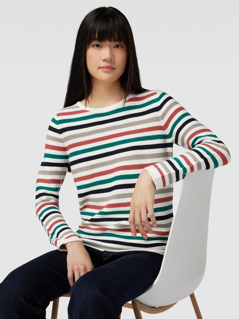 Strickpullover mit Strukturmuster in blau