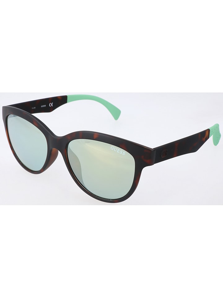 Guess Damen-Sonnenbrille in Dunkelbraun/ Türkis günstig kaufen 53