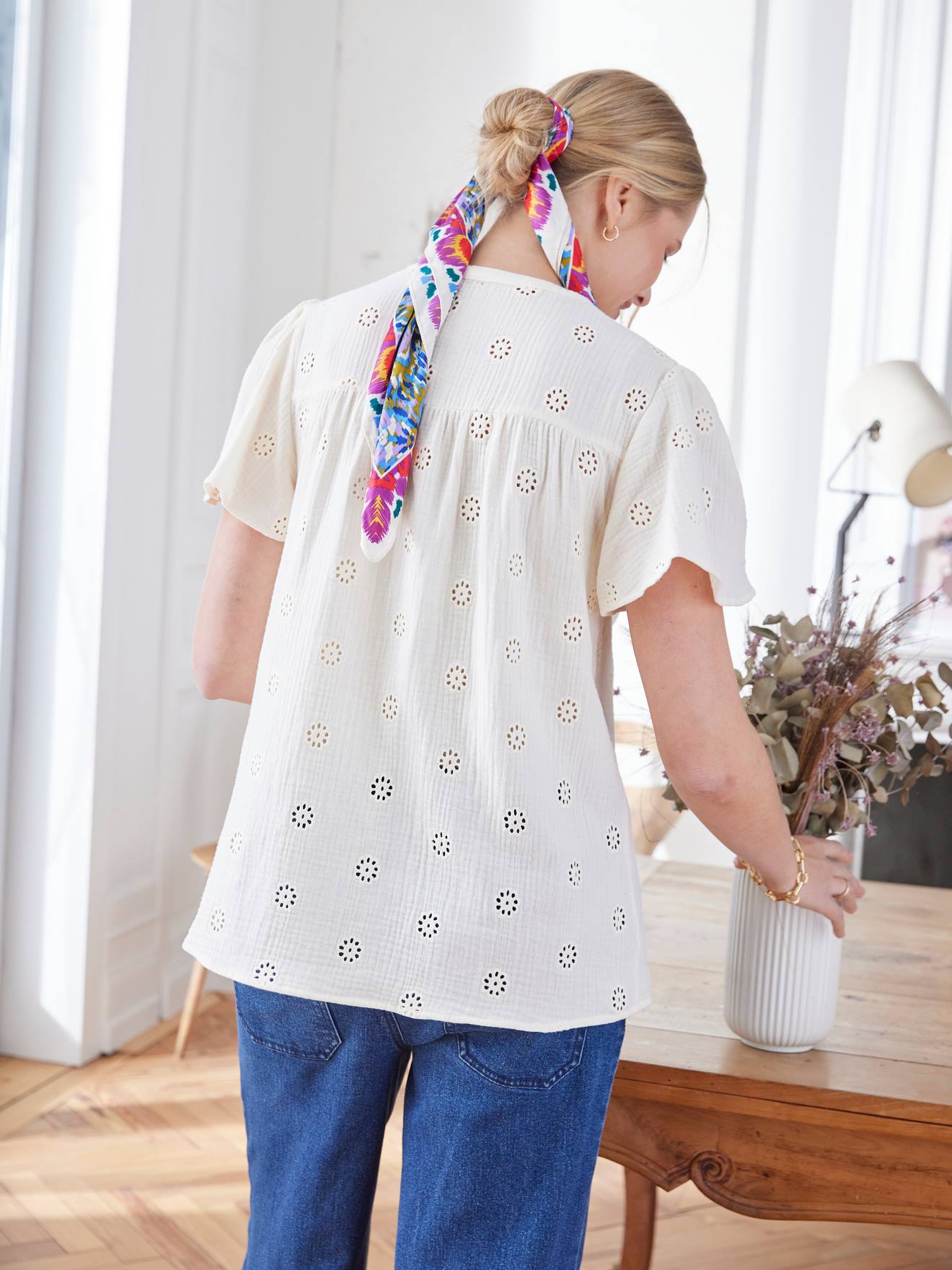 Vertbaudet Bluse für Schwangerschaft und Stillzeit - wollweiß
